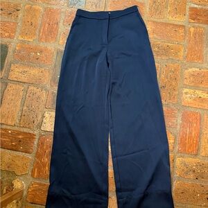 Satin Navy Blue Women's Dress Pants